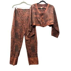 URU Silk 2 Piece Set Lagenlook Art to Wear Jacket Pants Boho Artsy Made in USA